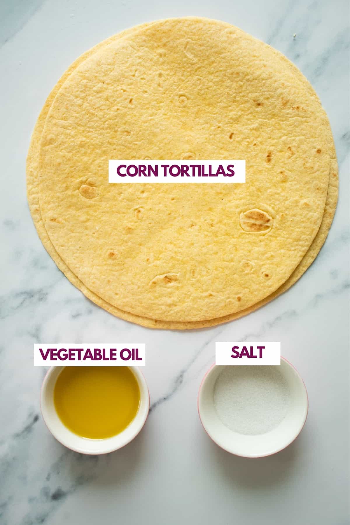 ingrédients pour chips de tortilla à l'airfryer